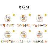 BGM ビージ-エム マスキングテープ 30mm 3cm 3センチ 3ミリ幅 今日のメニュー 幅広 食べ物 アルファベット 文字入り ピザ 寿司 ギフト マステ カード 手帳
