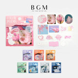 BGM トレーシングペーパーシール いろどりの詩 45枚入り シール ピンク パープル オレンジ イエロー ミドリ ブルー ホワイト ネイビー 花 写真 ビージーエム 手帳 ギフト