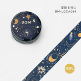 BGM マスキングテープ Life 15mm 1.5cm 1.5センチ幅 箔押し 星降る夜に 花信風 花咲く ビタミン 海の唄 小さなコスモ 打上花火 江戸物語 マステ 手帳 ギフト