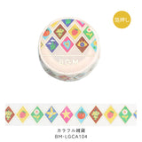 BGM マスキングテープ Life 箔押し 15mm 1.5cm 1.5センチ 15ミリ幅 マステ 愛しい花 ビンテージ刺繍 カラフル雑貨 パンダ楽園 走るペンギン 葉っぱとキツネ ビージーエム