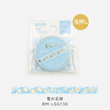 BGM マスキングテープ Life 箔押し 5mm 5ミリ マステ 白い鳥 星座 牛 足跡 寿司 ラーメン リボン チューリップ リンゴ イチゴ 食器 ビージーエム 手帳 ギフト