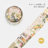 BGM マスキングテープ Special 箔押し ロマンへの招待 30mm 3cm 3センチ幅 花 蝶 果物 物語 甘味 手紙 ヴィンテージ ビージーエム 手帳 ギフト