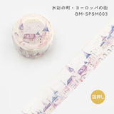 BGM マスキングテープ 箔押し 20mm 2cm 2センチ幅 スペシャル 水彩の町 東京タワー 都会 ヨーロッパの街 別荘 富士山 海岸 ビージーエム