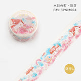 BGM マスキングテープ 箔押し 20mm 2cm 2センチ幅 スペシャル 水彩の町 東京タワー 都会 ヨーロッパの街 別荘 富士山 海岸 ビージーエム