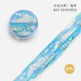 BGM マスキングテープ 箔押し 20mm 2cm 2センチ幅 スペシャル 水彩の町 東京タワー 都会 ヨーロッパの街 別荘 富士山 海岸 ビージーエム