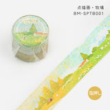 BGM マスキングテープ スペシャル Special 箔押し 30mm 3cm 3センチ 30ミリ幅 点描画 牧場 海辺 雪山 星夜 庭園 夕景 マステ ビージーエム