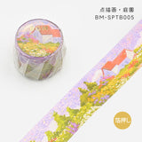 BGM マスキングテープ スペシャル Special 箔押し 30mm 3cm 3センチ 30ミリ幅 点描画 牧場 海辺 雪山 星夜 庭園 夕景 マステ ビージーエム