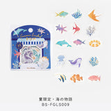 BGM ビージーエム フレークシール 箔押し 夏限定 2023 Limited 午後の風鈴 夏のスイーツ 海の物語 花火大会 15デザインx3枚(45枚) ギフト カード 手帳