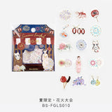 BGM ビージーエム フレークシール 箔押し 夏限定 2023 Limited 午後の風鈴 夏のスイーツ 海の物語 花火大会 15デザインx3枚(45枚) ギフト カード 手帳