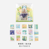 BGM ビージーエム フレークシール 箔押し 郵便局・夜の図鑑 散歩道 動物の森 銀河ツアー 15デザインx3枚(45枚) ギフト カード 手帳