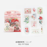 BGM クリアシール 庭園郵便局 ピンク イエロー ブルー グリーン ラベンダー レッド 切り花 ドライフラワー 10デザインx3枚(30枚) ビージーエム 手帳 ギフト