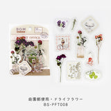 BGM クリアシール 庭園郵便局 ピンク イエロー ブルー グリーン ラベンダー レッド 切り花 ドライフラワー 10デザインx3枚(30枚) ビージーエム 手帳 ギフト