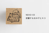 cotori cotori コトリコトリ スタンプ はんこ 女の子と頭にのるネコ NEKO-02 読書する女の子とネコ NEKO-03 手帳 ねこ 猫 ネコの日 オリジナル