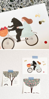 Cozyca Products コジカプロダクツ ネクタイ ポストカード 箔押し りんご畑 25-434 気球 25-435 自転車 25-436 雨が降りそう 25-437 おはな柄の傘 25-438 おしゃれ かわいい