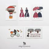 Cozyca Products コジカプロダクツ ネクタイ ポストカード 箔押し りんご畑 25-434 気球 25-435 自転車 25-436 雨が降りそう 25-437 おはな柄の傘 25-438 おしゃれ かわいい