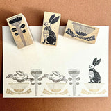 Kinotorico スタンプ キノトリコ No.12 白鳥 No.13 黒鳥 No.17 クロうさぎ うさぎ No.18 花A No.19 花B 花 レトロ クラシック はんこ かわいい ギフト 手帳 メモ メッセージスタンプ