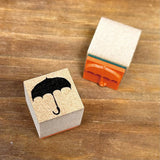 Kinotorico スタンプ キノトリコ No.35 チェック+ No.39 傘 No.42 カタチB はんこ 梅雨 夏 かわいい ギフト 手帳 メモ