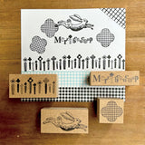 Kinotorico スタンプ キノトリコ No.35 チェック+ No.39 傘 No.42 カタチB はんこ 梅雨 夏 かわいい ギフト 手帳 メモ