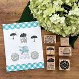 Kinotorico スタンプ キノトリコ No.35 チェック+ No.39 傘 No.42 カタチB はんこ 梅雨 夏 かわいい ギフト 手帳 メモ