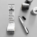 KNOOPWORKS クノープワークス マスキングテープ マステ おしゃれ 40mm 4cm 4センチ FRAGILE 白 グレー ラッピング 郵便 封筒 梱包