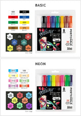 ZIG ポストチョークマーカー ウエットワイプ 6mm 8色セット