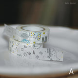 倉敷意匠 classiky マスキングテープ 2巻パック 絵と木工のトリノコ けものたち+ほしぞら 15mm/18mm