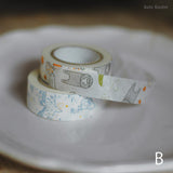 倉敷意匠 classiky マスキングテープ 2巻パック 絵と木工のトリノコ けものたち+ほしぞら 15mm/18mm