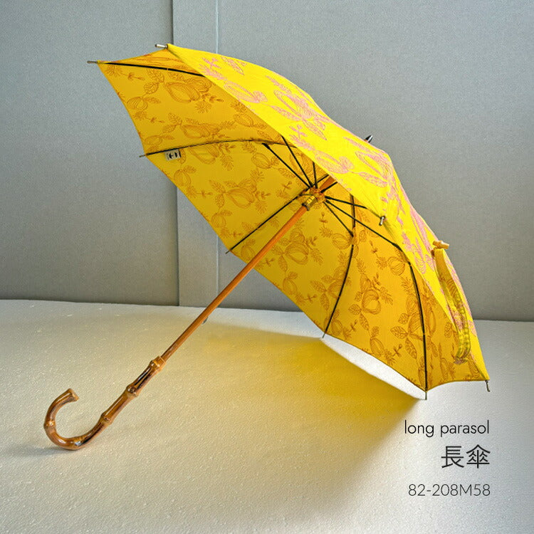 Hiraten Hiraten Parasol 레몬 카슈 긴 우산 접이식 우산 자수