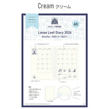 ルーズリーフダイアリー 2026 手帳 A5サイズ eric×kleid エリック クレイド ホワイト クリーム ルーズリーフ バインダー スケジュール SANBY サンビー デザイナーズ かわいい おしゃれ 8602-02 8602-03