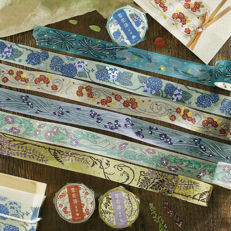 Set of 6 BGM masking tape 20mm flower notes