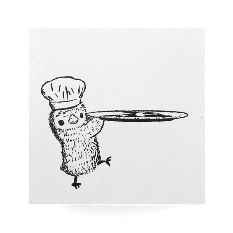 Sello de erizo del pastelero 30 x 30 mm Harry sosteniendo algo en la mano Meeko el gato pastelero con una sartén redonda de hojalata para galletas