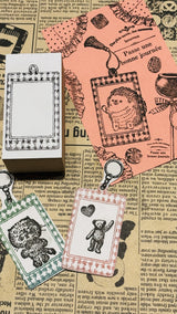 Konditorkoch-Igel-Stempel, 30 x 30 mm, runde Box, Teddybär, Mama, Streichholzschachtel, Futon, Schaufenster, Herz, Schlüsselanhänger, süßer Regen, Pfeil und Bogen, Harry zieht