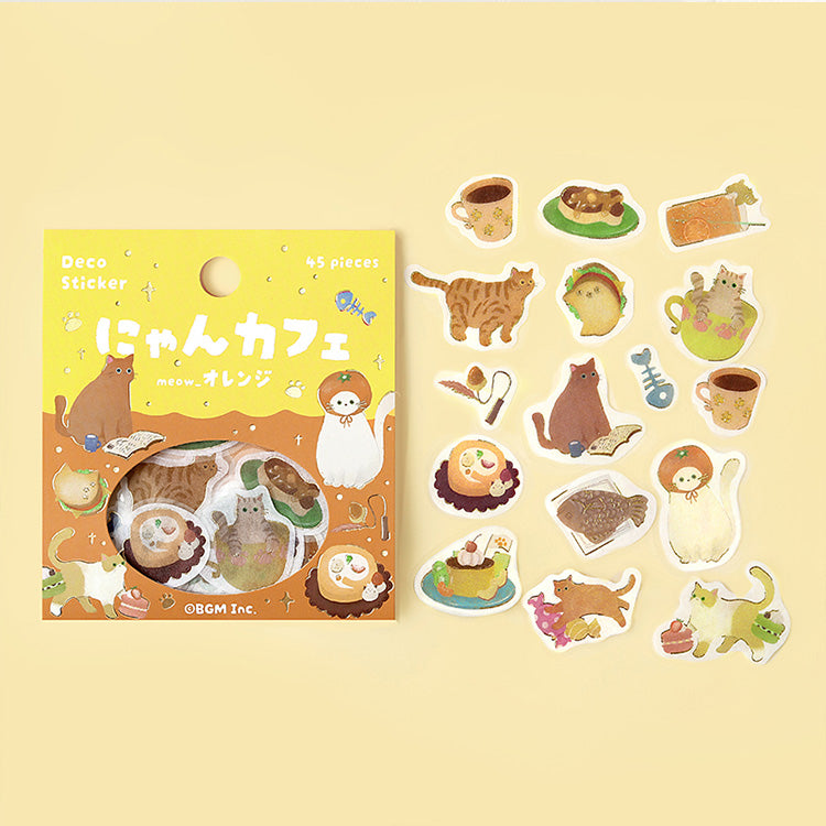 BGM Flake Sticker, 45 sheets, Nyan Cafe