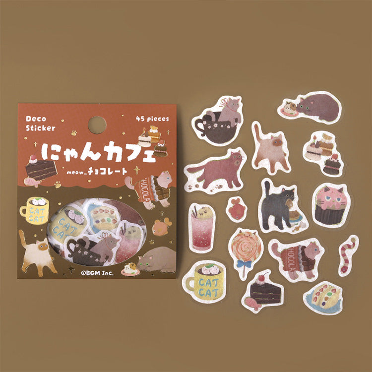 BGM Flake Sticker, 45 sheets, Nyan Cafe