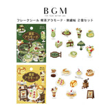 2個セット BGM ビージーエム フレークシール 喫茶アラモード 刺繍帖 緑 黄 シール バラ ダイカット カード 手帳 箔押し コラージュ 素材 お得 まとめ買い