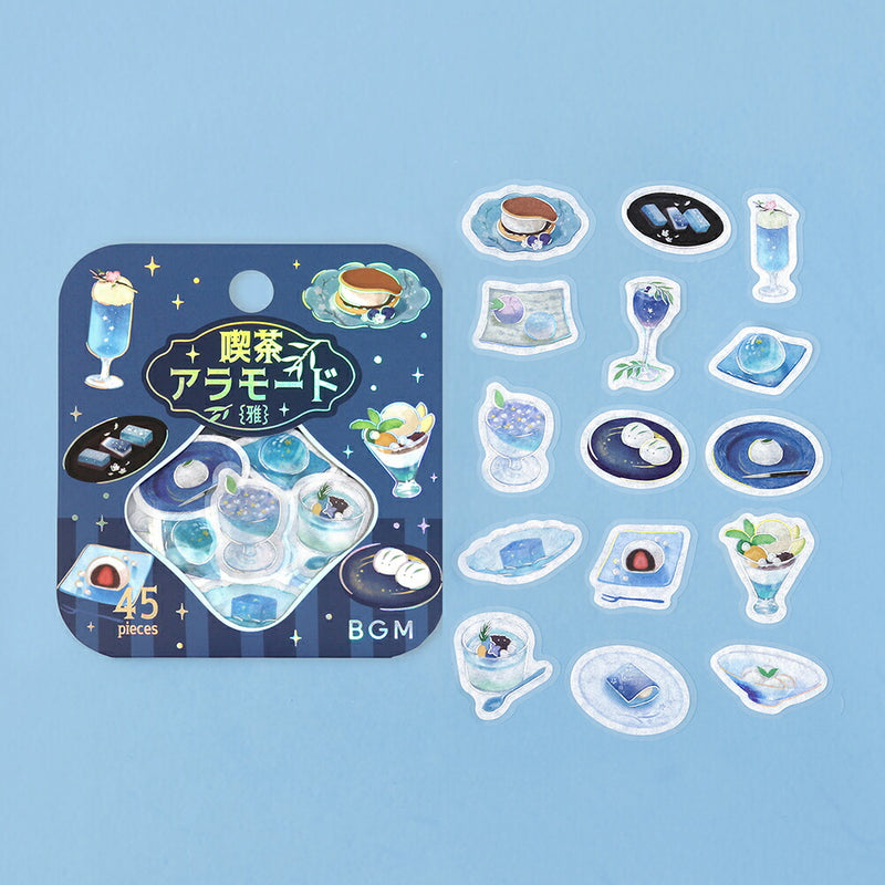 【クーポン&マステの日!9日01:59まで】4個セット BGM ビージーエム 喫茶アラモード・雅 箔押しフレークシール 45枚入り 15デザイン×3枚 雅・瑠璃 雅・紫紺 雅・真朱 雅・松葉 PET 紙 シール ギフトカード 手帳 コラージュ 素材 かわいい