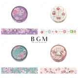 4個セット BGM ビージーエム マスキングテープ 2026 桜限定 15mm 桜流し 桜飾り 桜時 桜とシマエナガ 春限定 マステ カード 手帳 箔押し コラージュ 素材 お得 まとめ買い