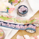 2個セット BGM ビージーエム マスキングテープ 2026 桜限定 20mm 2センチ 猫と花明かり 桜咲く電車通り 春限定 マステ カード 手帳 箔押し コラージュ 素材 お得 まとめ買い