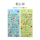 2個セット BGM ビージーエム むにむにシール ミニスナック ミニライフ シール カード 手帳 箔押し コラージュ 素材 お得 まとめ買い 立体シール 立体 3D スマホケース エンボス シール
