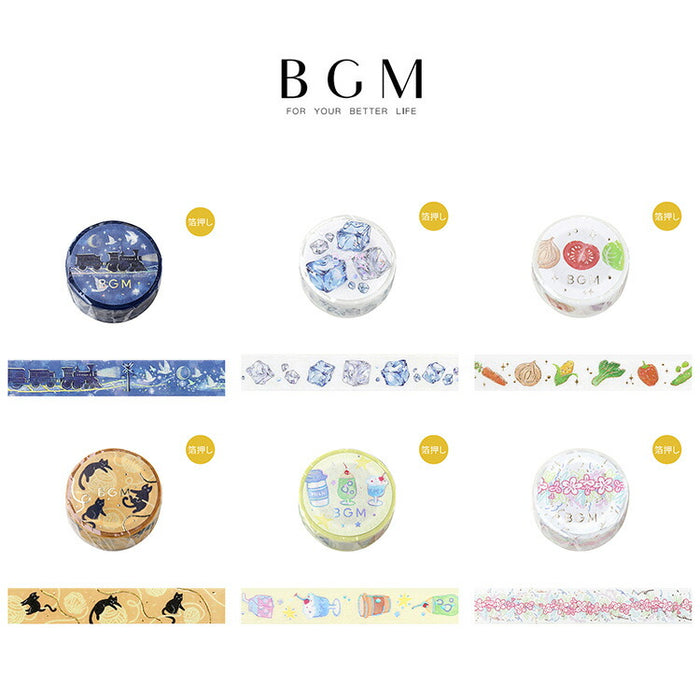 バラ売り可 】BGM マスキングテープ 箔押し アンティーク