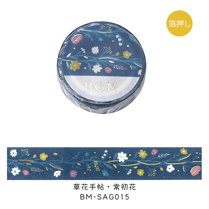 BGM マスキングテープ 草花手帖 箔押し 15mm 1.5cm 1.5センチ 15