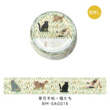 BGM ビージーエム マスキングテープ 6個セット 草花手帖 15mm 青透色 花の舞 常初花 猫たち 森の歌 花ブローチ まとめ買い 大人買い お得セット ギフト カード 手帳