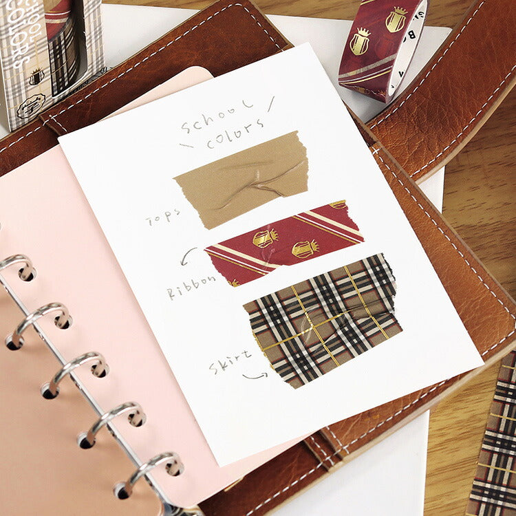 BGM ビージーエム マスキングテープ SCHOOL COLORS 15mm / 20mm / 30mm 和紙 モーヴピンク スモークブルー キャラメル グレー 学校 制服 スクール マステ ギフトカード 手帳 箔押し コラージュ 素材