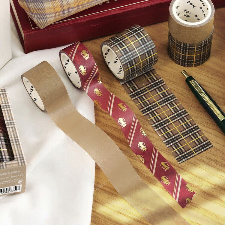 BGM ビージーエム マスキングテープ SCHOOL COLORS 15mm / 20mm / 30mm 和紙 モーヴピンク スモークブルー キャラメル グレー 学校 制服 スクール マステ ギフトカード 手帳 箔押し コラージュ 素材