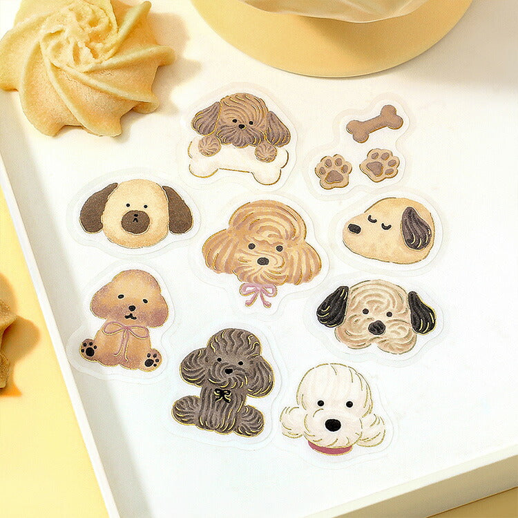 BGM ビージーエム フレークシール 4個セット ふわふわanimals 15デザインｘ3枚 (45枚) メレンゲドッグ メレンゲキャット ひよこエッグ はちみつベア まとめ買い 大人買い お得セット ギフト カード 手帳