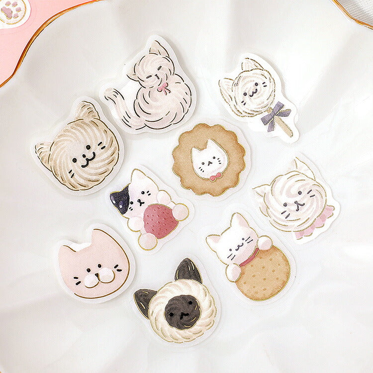 BGM ビージーエム フレークシール 4個セット ふわふわanimals 15デザインｘ3枚 (45枚) メレンゲドッグ メレンゲキャット ひよこエッグ はちみつベア まとめ買い 大人買い お得セット ギフト カード 手帳