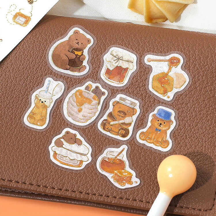 BGM ビージーエム フレークシール 4個セット ふわふわanimals 15デザインｘ3枚 (45枚) メレンゲドッグ メレンゲキャット ひよこエッグ はちみつベア まとめ買い 大人買い お得セット ギフト カード 手帳