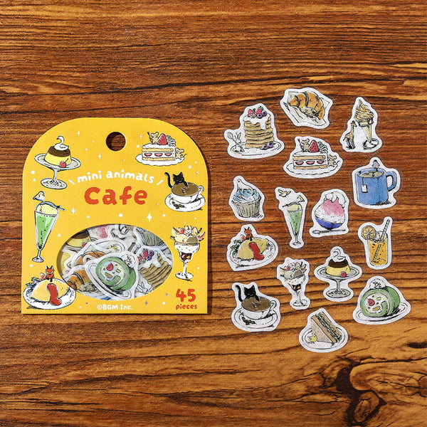 シールセット BGM ビージーエム フレークシール 4パックセット ミニミニanimals 箔押し カフェ 植物 文房具 料理 絵本 図鑑 手描き シール かわいい 手帳 まとめ買い 大人買い お得セット