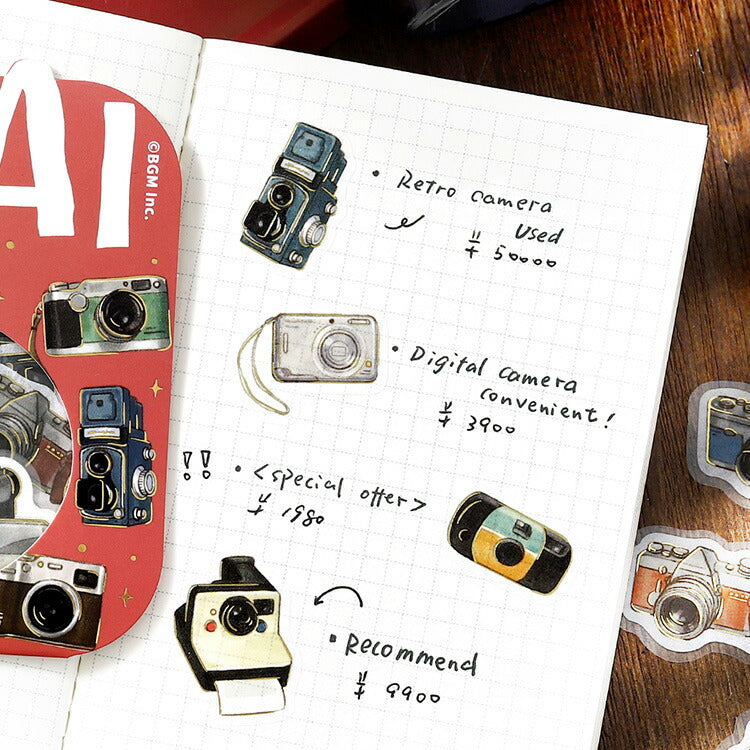 BGM ビージーエム フレークシール IPPAI いっぱい 45枚入り 和紙 ジュエリーがいっぱいです ホールケーキ コッペパン おうち カメラ 鳥 シール ギフトカード 手帳 箔押し コラージュ 素材