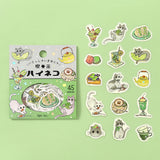 4個セット BGM ビージーエム フレークシール いらっしゃいませニャ！ 喫茶クロネコ 喫茶ハイネコ 喫茶ミケネコ 喫茶シロネコ 猫 スイーツ カフェ バラシール 手帳 箔押し お得 まとめ買い